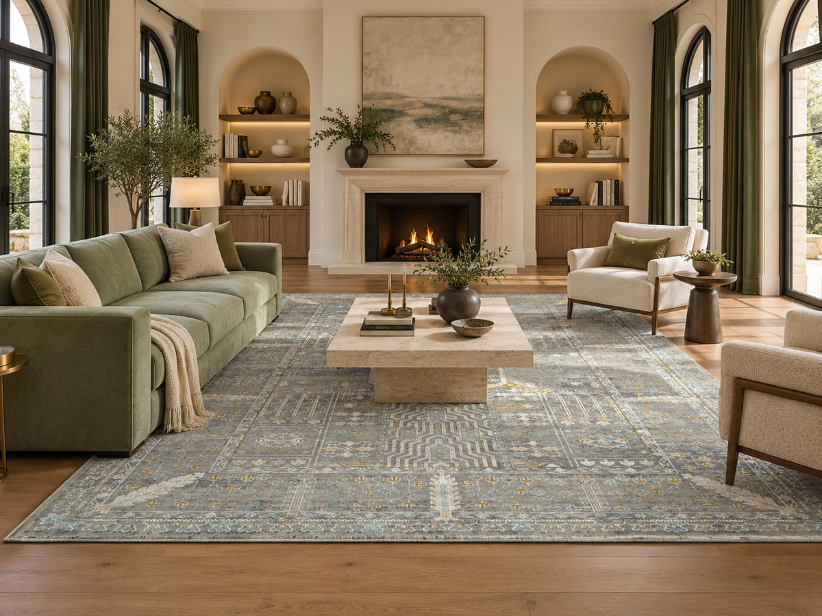 Contemporary Geometric Garden Design Rug 357x274 cm | Rug# 32080