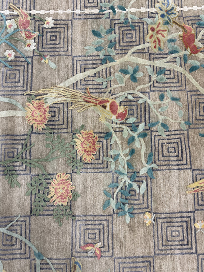 Contemporary Himalayan Birds & Floral Rug 241x175 cm | Rug# 32081