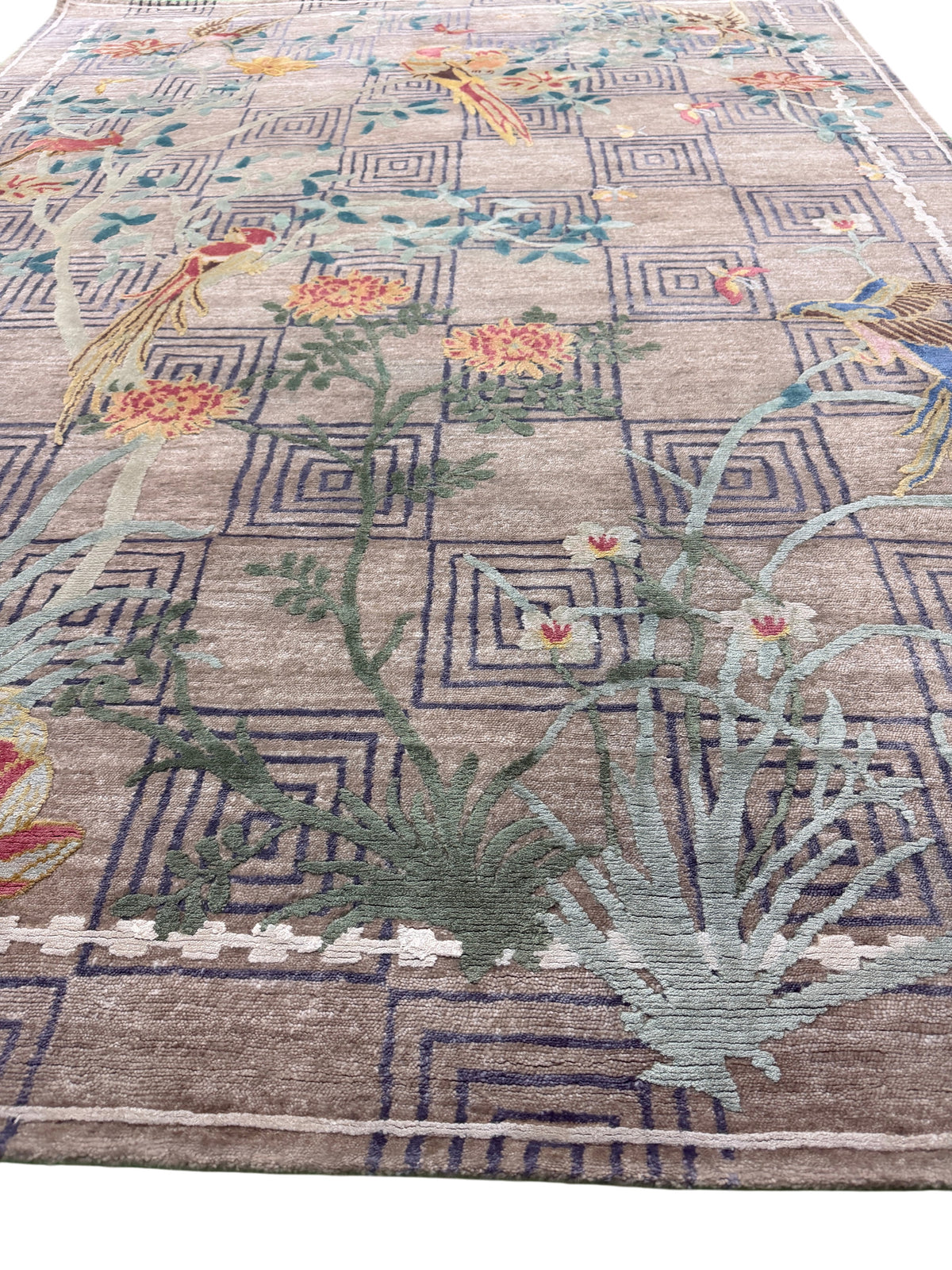 Contemporary Himalayan Birds & Floral Rug 241x175 cm | Rug# 32081