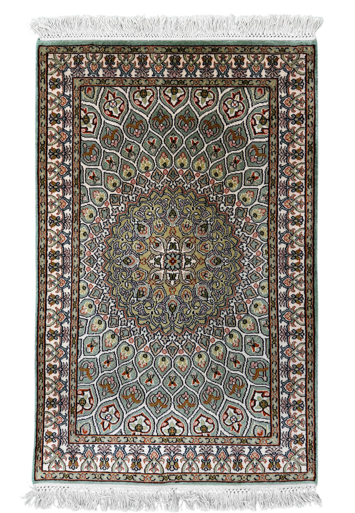 Kashmir Pure Silk Dome Design Rug 94x61 cm | Rug# 32146