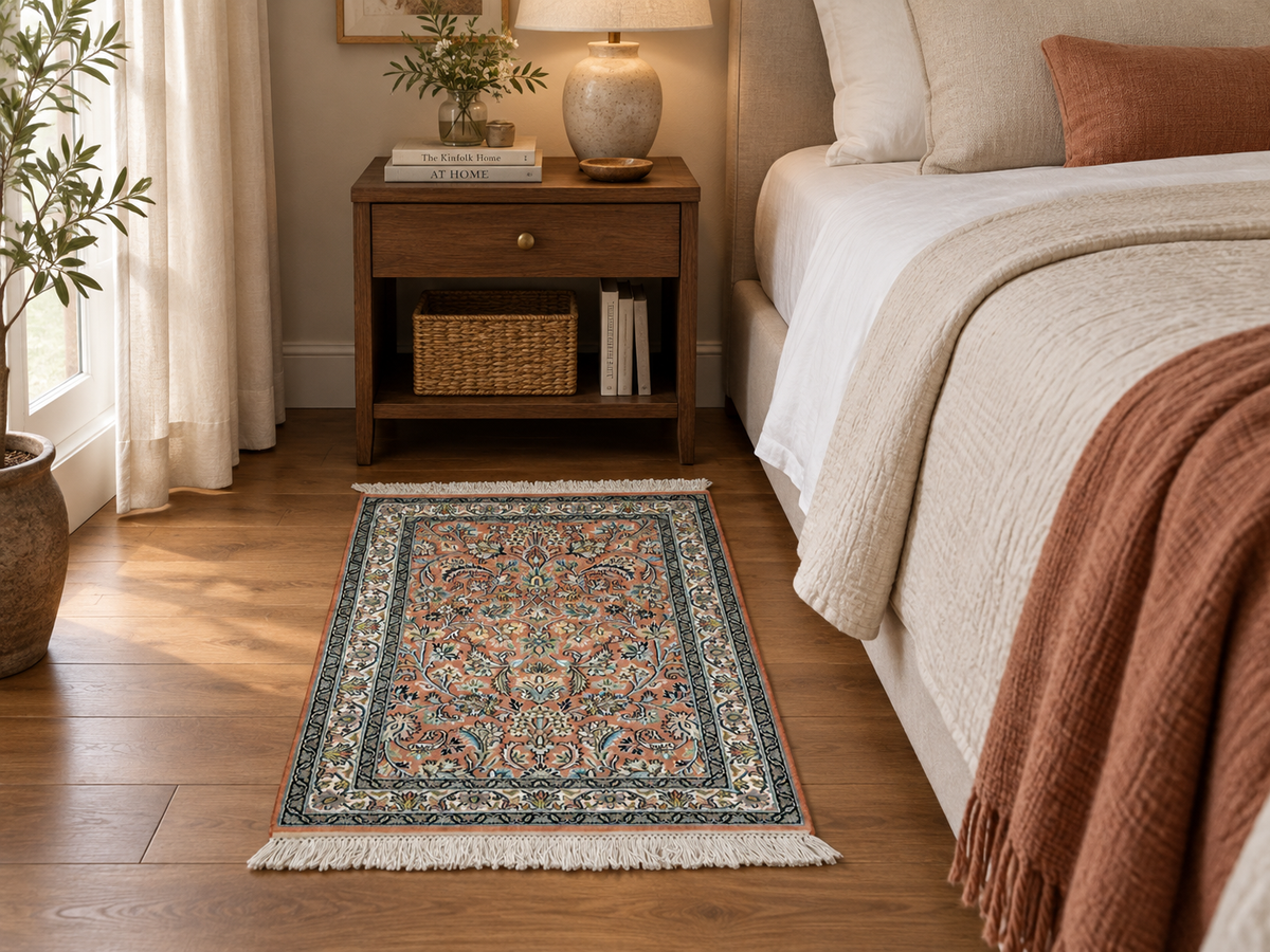 Kashmir Silk Floral Rug 97x64 cm | Rug# 32148