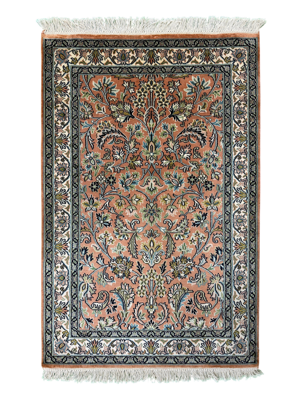Kashmir Silk Floral Design Rug 100x65 cm | Rug# 32149