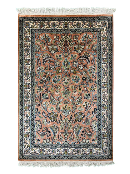 Kashmir Silk Floral Design Rug 100x65 cm | Rug# 32149