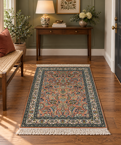 Kashmir Silk Floral Design Rug 100x65 cm | Rug# 32149