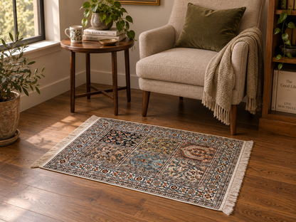 Kashmir Silk Safavid Garden Rug 90x65 cm | Rug# 32150