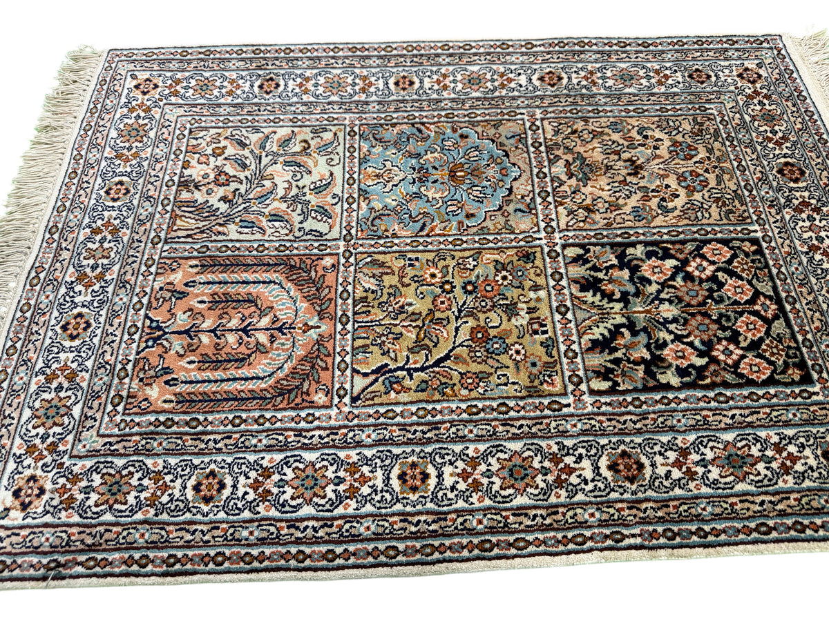 Kashmir Silk Safavid Garden Rug 90x65 cm | Rug# 32150