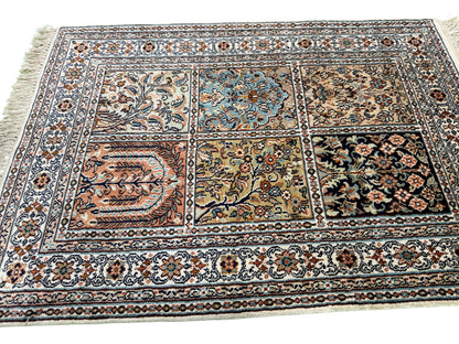 Kashmir Silk Safavid Garden Rug 90x65 cm | Rug# 32150