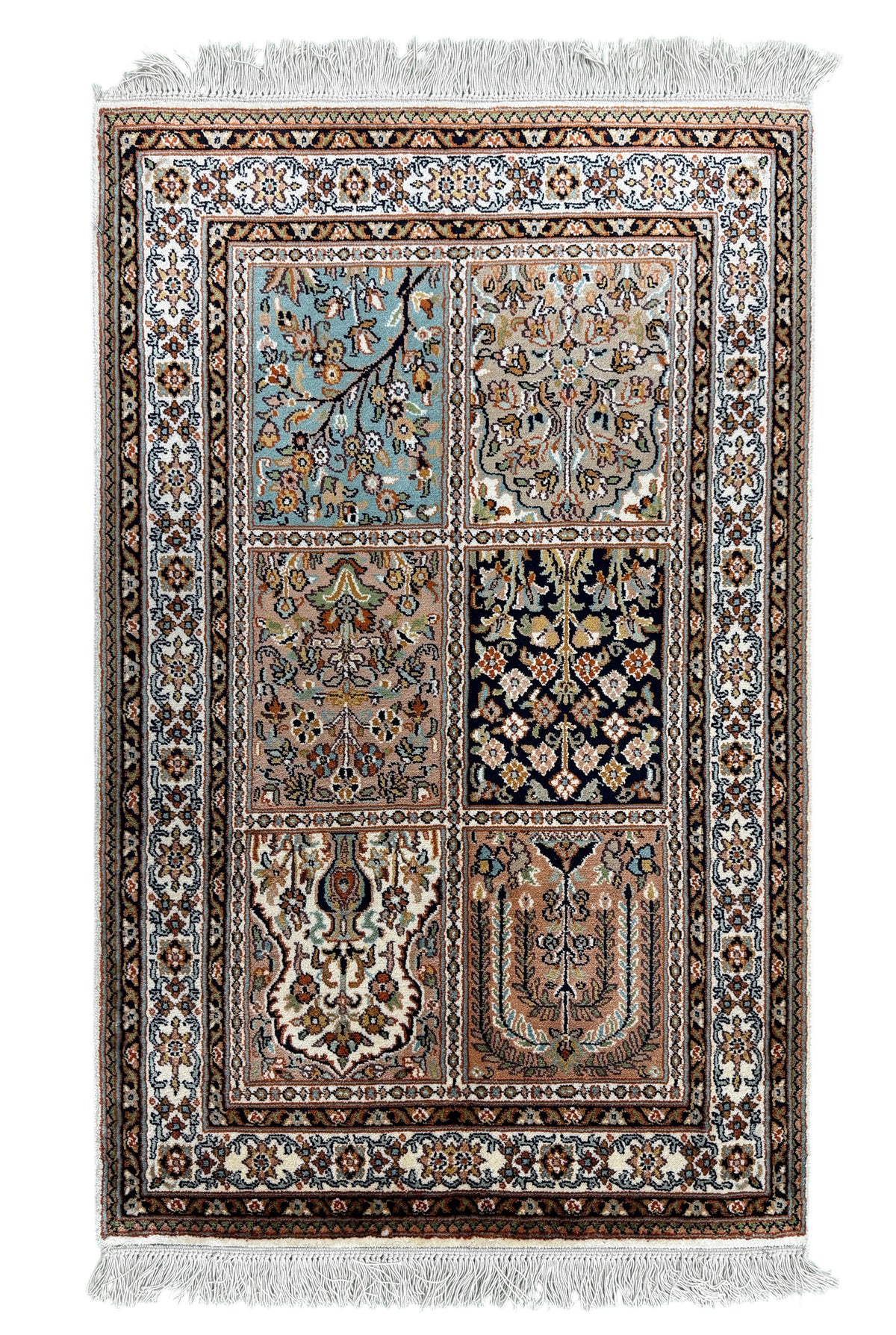 Kashmir Silk Garden Design Rug 101x62 cm | Rug# 32151
