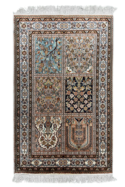 Kashmir Silk Garden Design Rug 101x62 cm | Rug# 32151