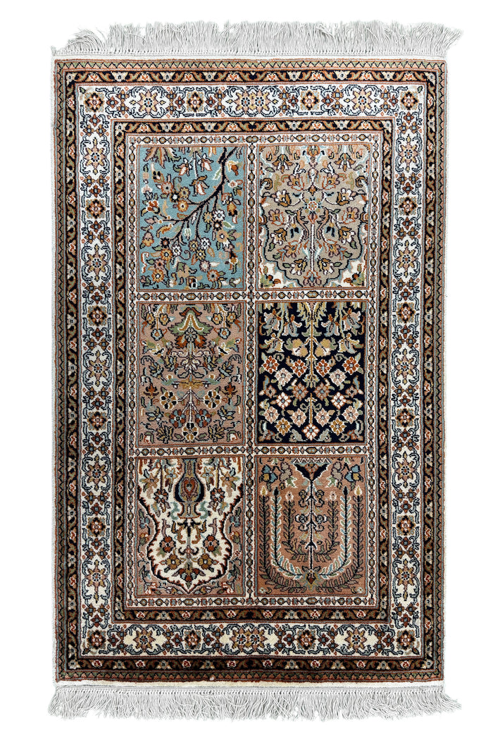 Kashmir Silk Garden Design Rug 101x62 cm | Rug# 32151
