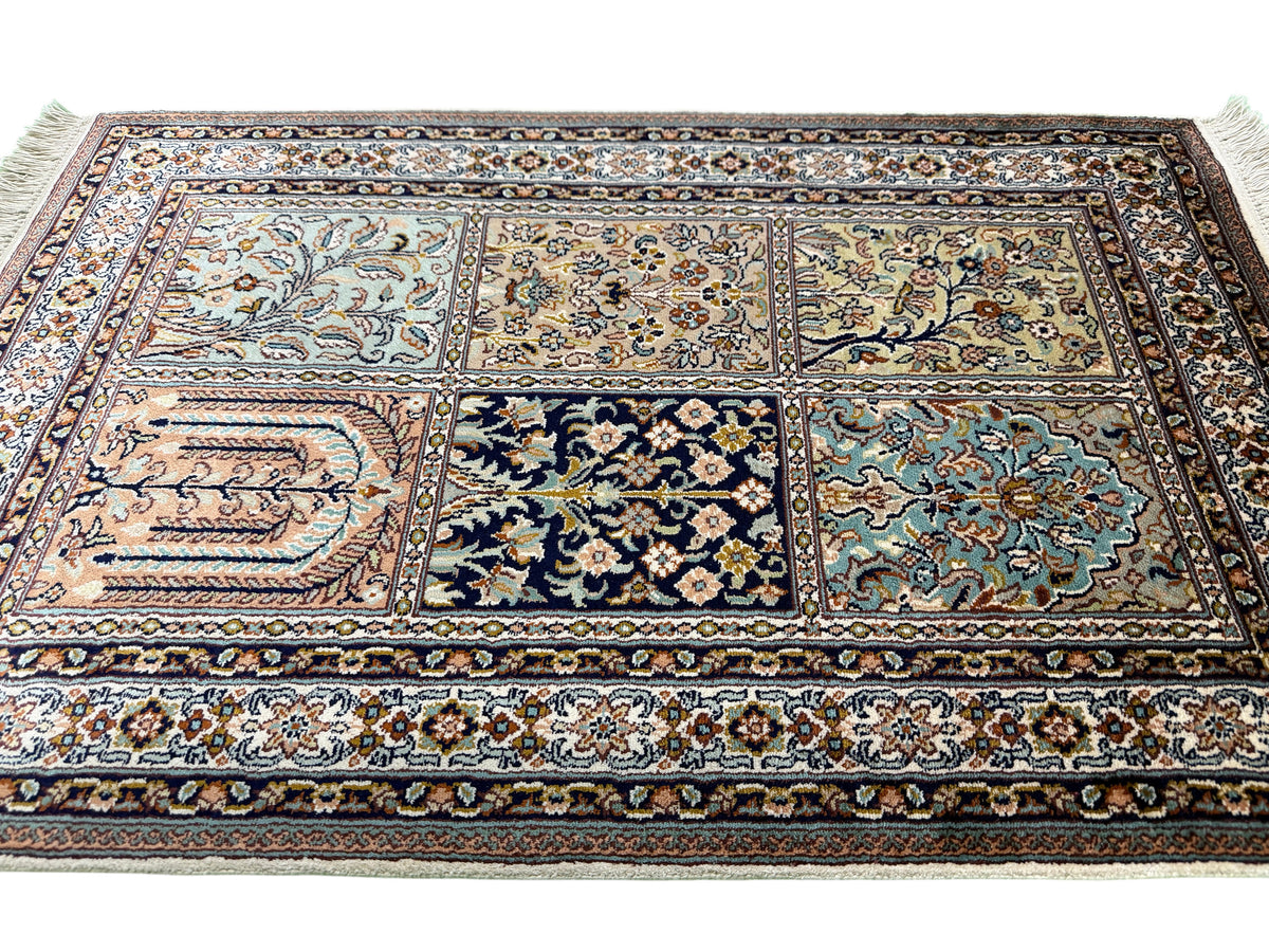 Kashmir Silk Safavid Garden Rug 95x63 cm | Rug# 32152