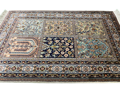 Kashmir Silk Safavid Garden Rug 95x63 cm | Rug# 32152