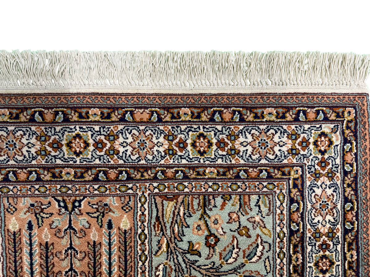 Kashmir Silk Safavid Garden Rug 95x63 cm | Rug# 32152