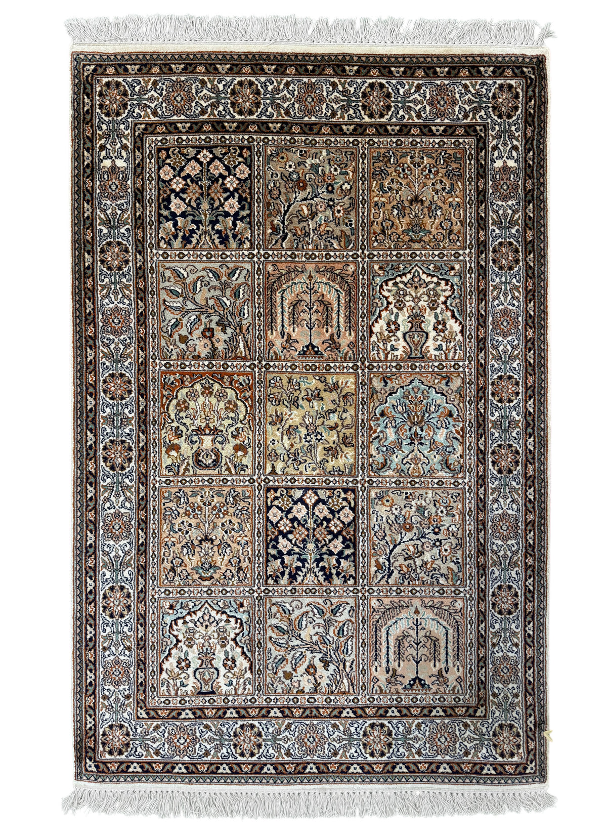 Kashmir Silk Safavid Garden Rug 123x80 cm | Rug# 32154