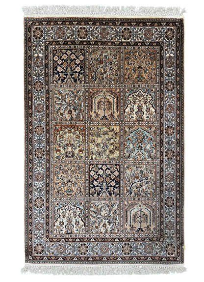 Kashmir Silk Safavid Garden Rug 123x80 cm | Rug# 32154