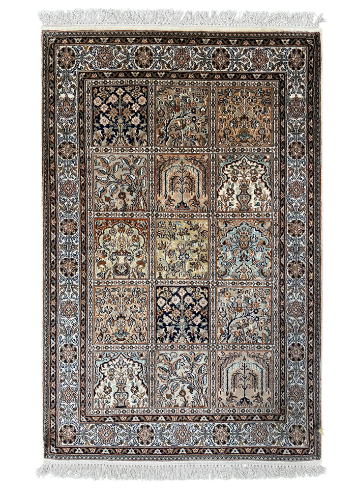 Kashmir Silk Safavid Garden Rug 123x80 cm | Rug# 32154