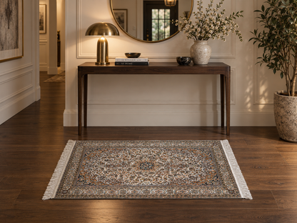 Kashmir Silk Floral Medallion Rug 130x78 cm | Rug# 32155