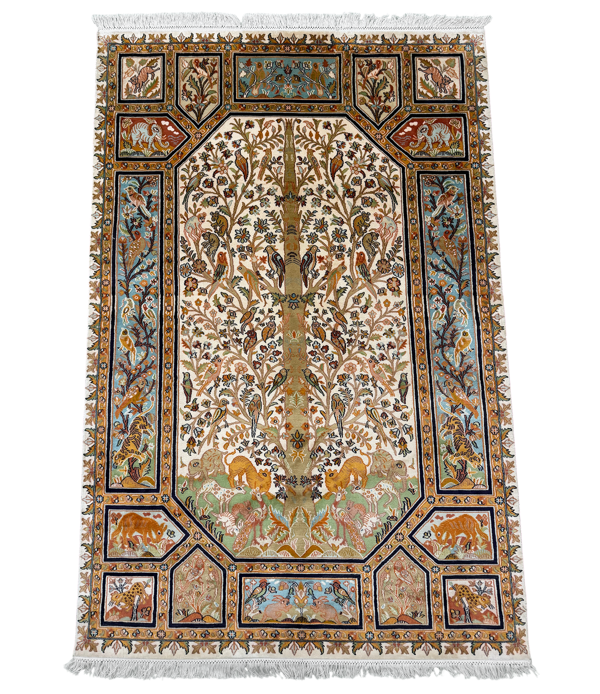 Kashmir Silk Tree of Life Garden Rug 188x122 cm | Rug# 32157