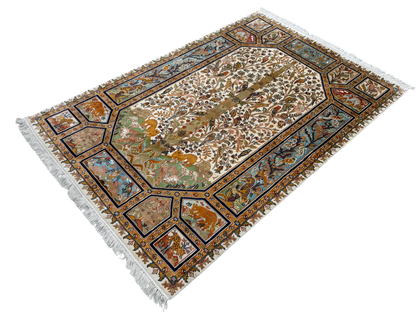 Kashmir Silk Tree of Life Garden Rug 188x122 cm | Rug# 32157