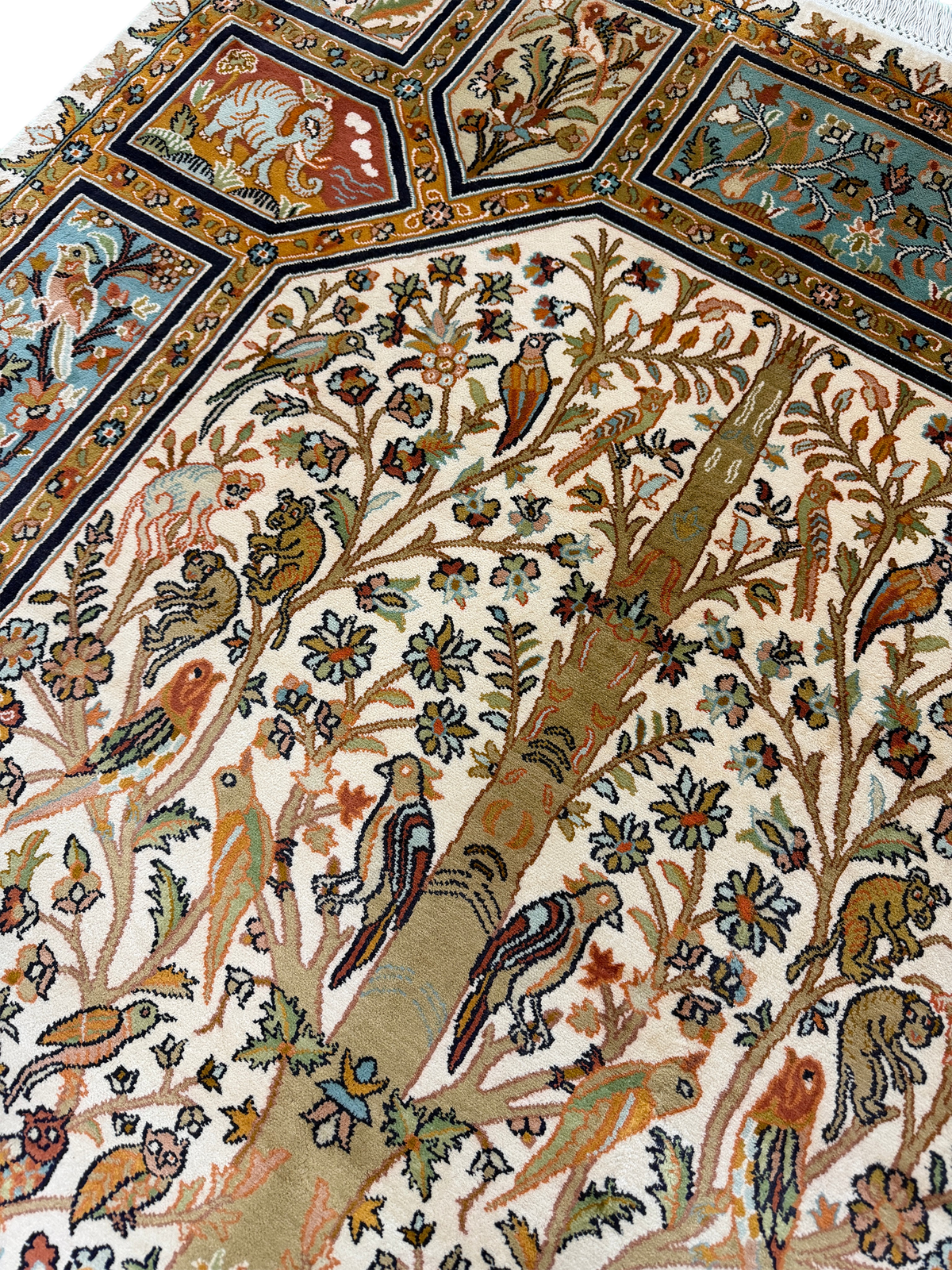 Kashmir Silk Tree of Life Garden Rug 188x122 cm | Rug# 32157