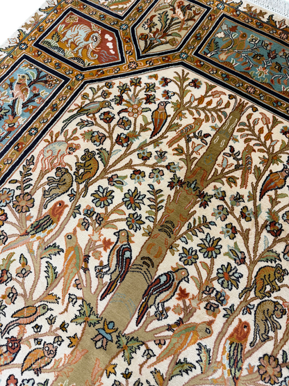 Kashmir Silk Tree of Life Garden Rug 188x122 cm | Rug# 32157