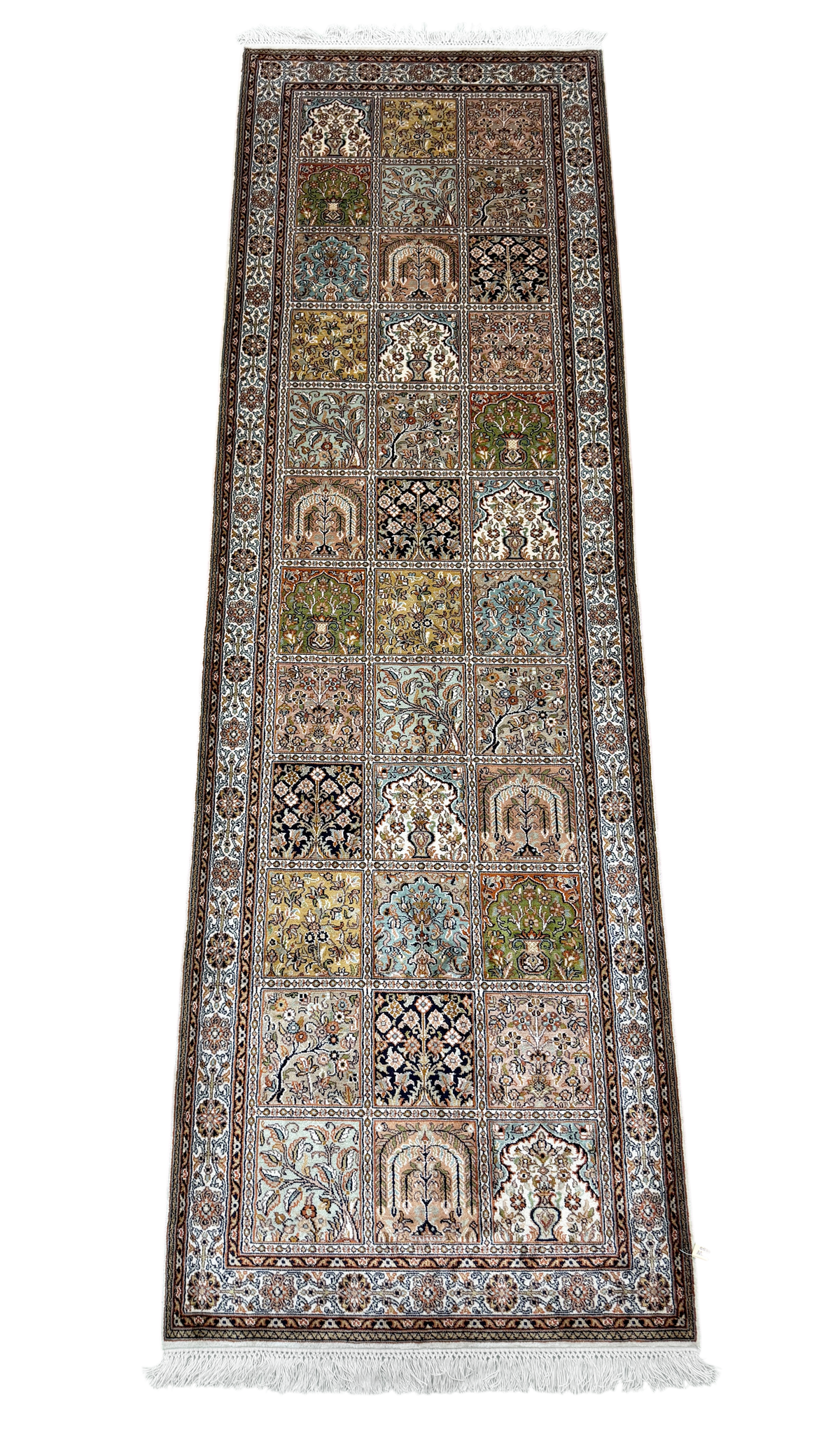 Kashmir Pure Silk Persian Garden Runner 251x79 cm | Rug# 32159