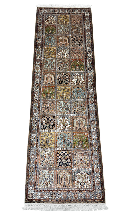 Kashmir Pure Silk Persian Garden Runner 251x79 cm | Rug# 32159
