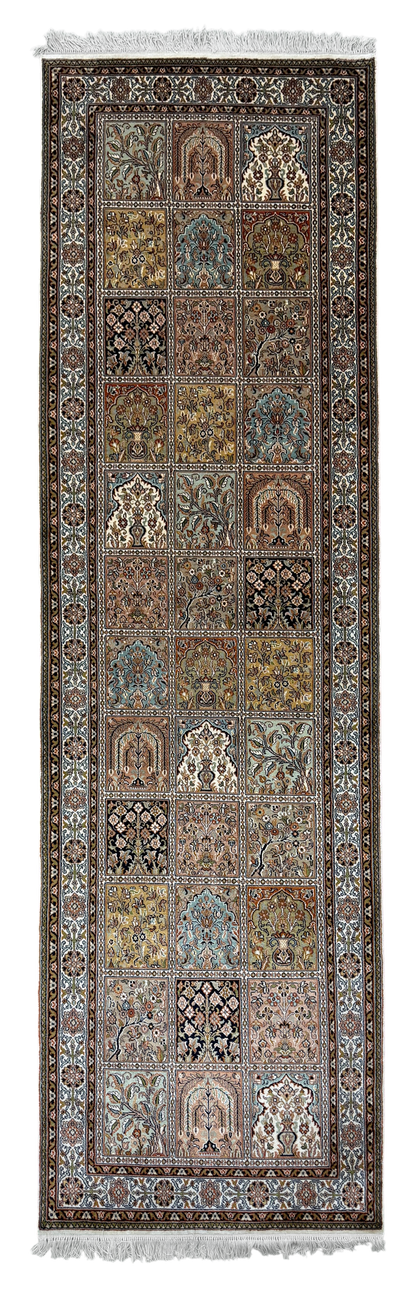 Pure Silk Kashmir Garden Panel Runner Rug 266x81 cm | Rug# 32160