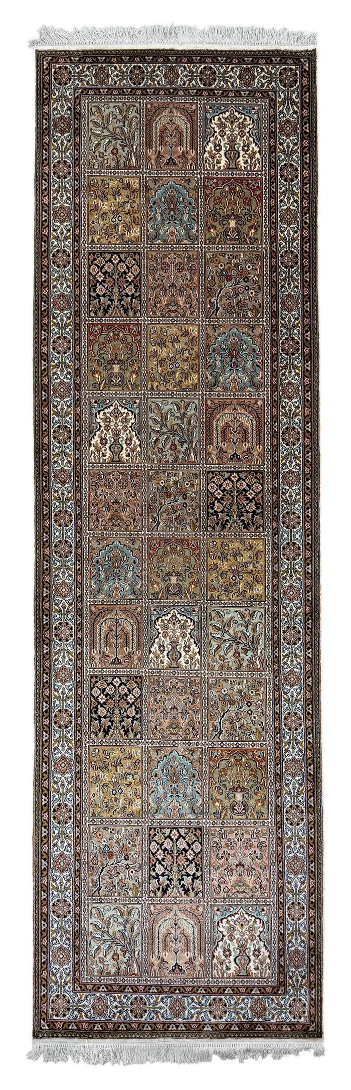 Pure Silk Kashmir Garden Panel Runner Rug 266x81 cm | Rug# 32160