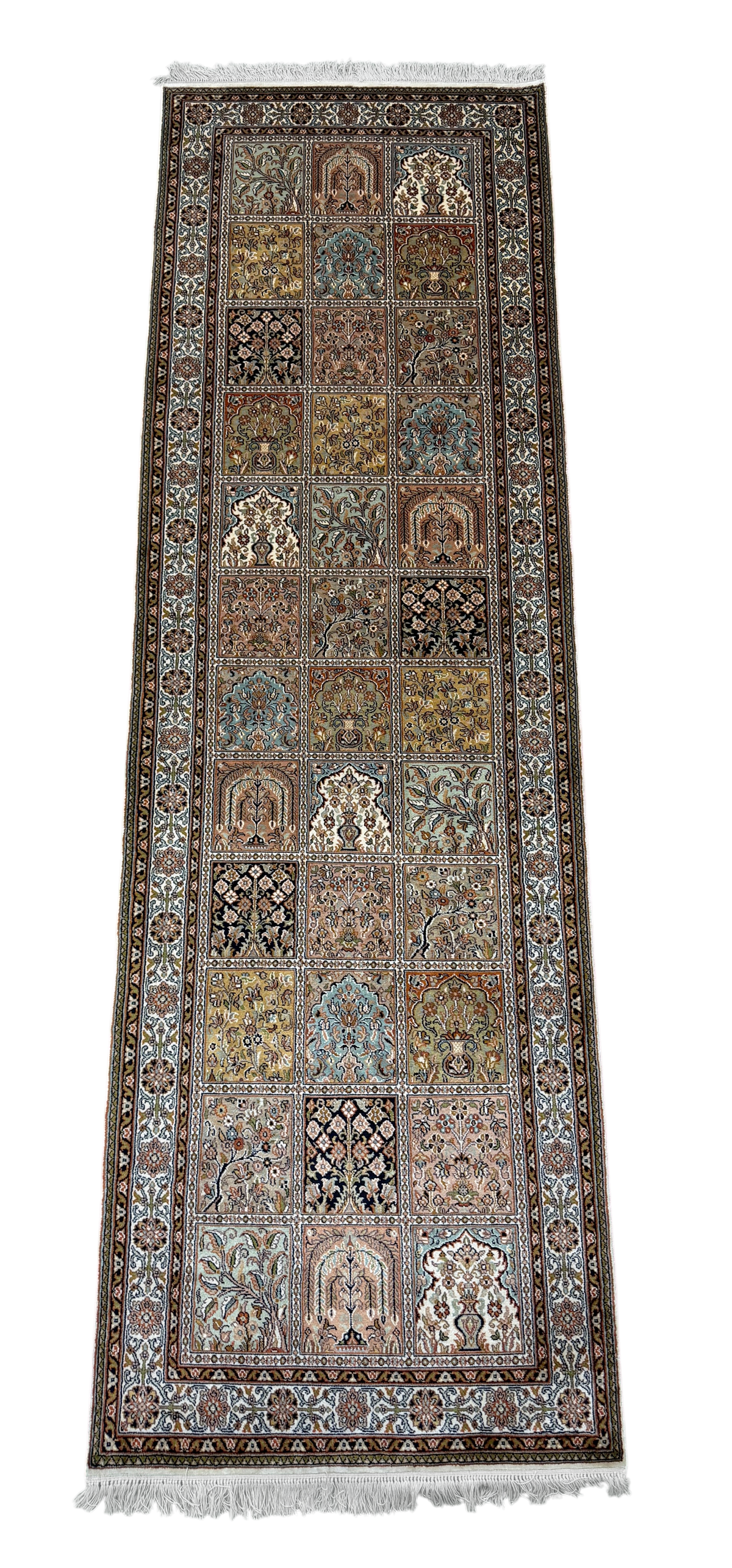 Pure Silk Kashmir Garden Panel Runner Rug 266x81 cm | Rug# 32160