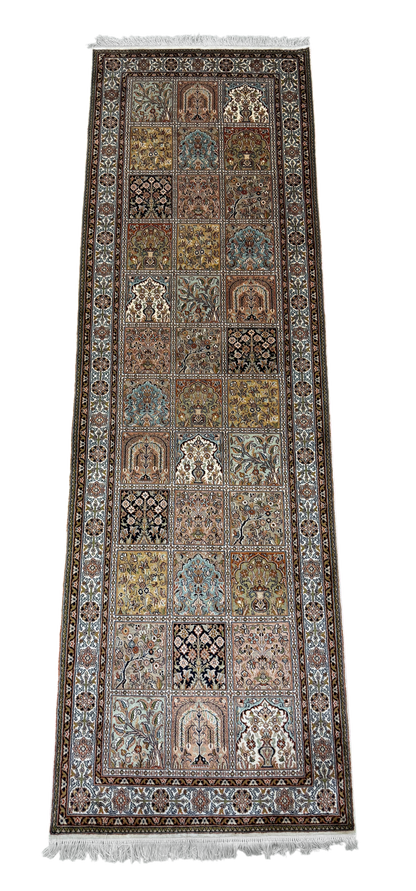 Pure Silk Kashmir Garden Panel Runner Rug 266x81 cm | Rug# 32160