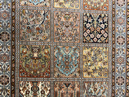 Pure Silk Kashmir Garden Panel Runner Rug 266x81 cm | Rug# 32160
