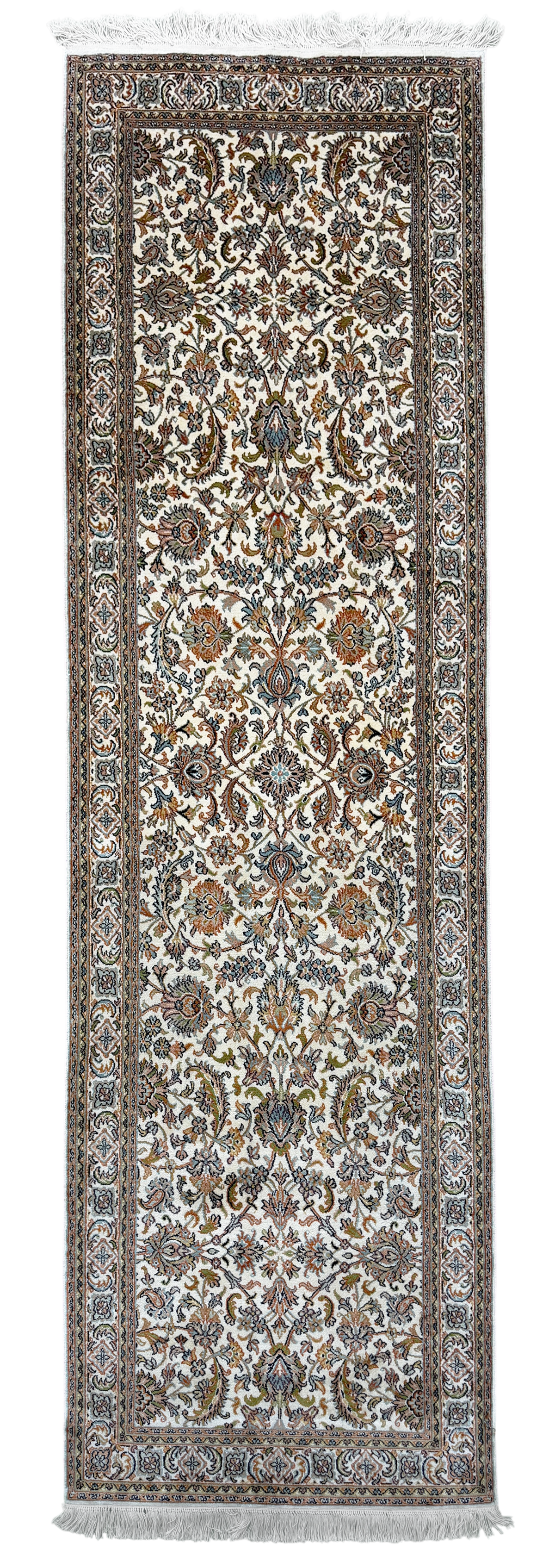Kashmir Pure Silk Persian Floral Runner 204x76 cm | Rug# 32161