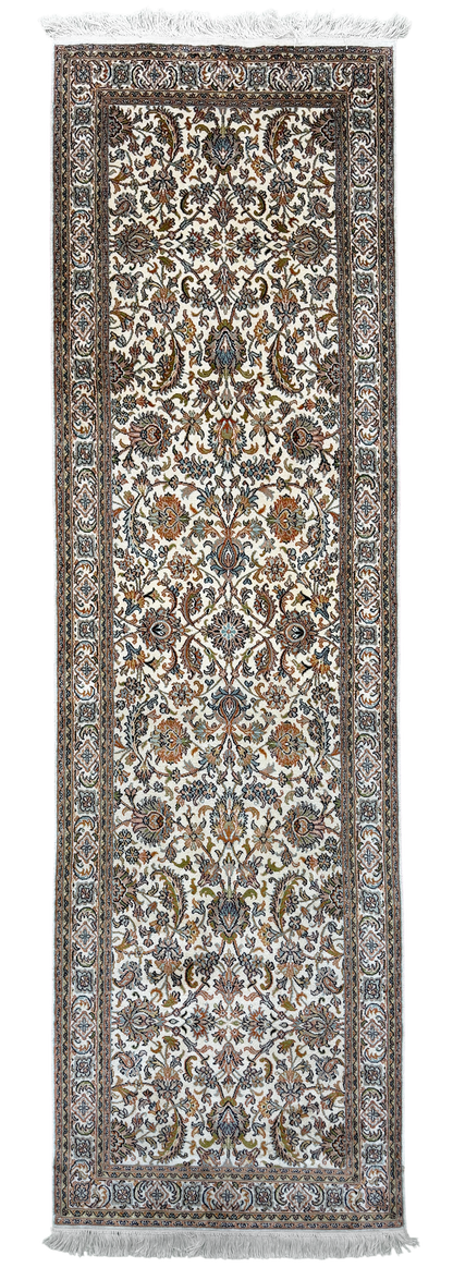Kashmir Pure Silk Persian Floral Runner 204x76 cm | Rug# 32161