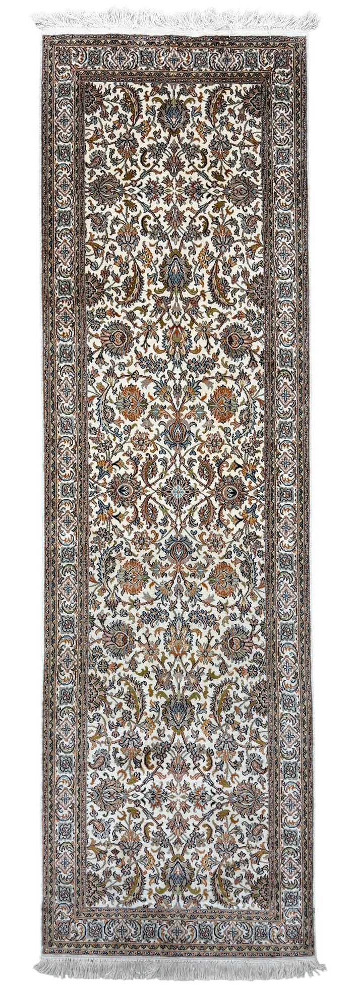Kashmir Pure Silk Persian Floral Runner 204x76 cm | Rug# 32161