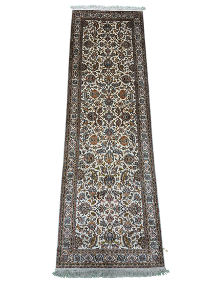 Kashmir Pure Silk Persian Floral Runner 204x76 cm | Rug# 32161