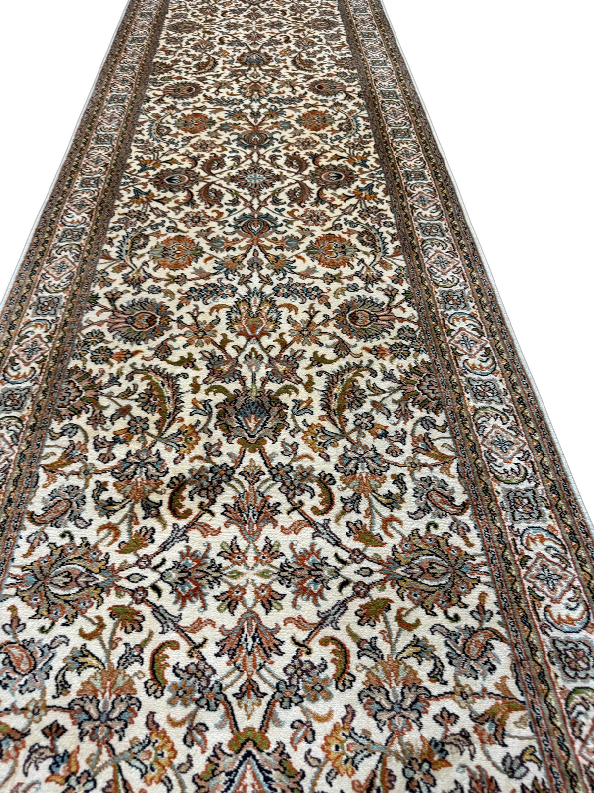 Kashmir Pure Silk Persian Floral Runner 204x76 cm | Rug# 32161