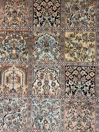Pure Silk Kashmir Garden Panel Runner Rug 239x78 cm | Rug# 32164