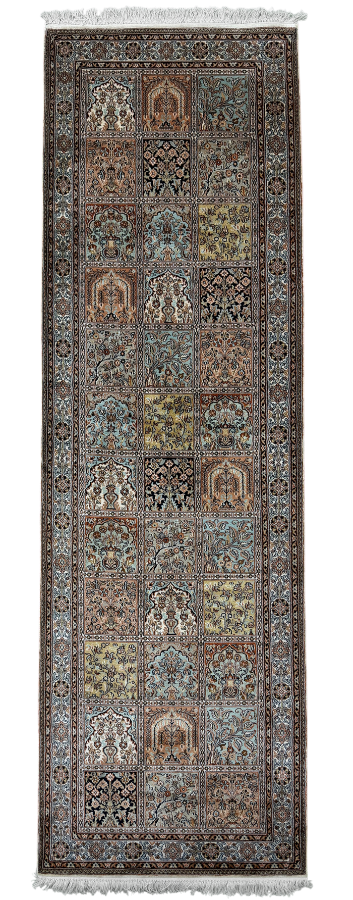 Pure Silk Kashmir Garden Panel Runner Rug 239x78 cm | Rug# 32164