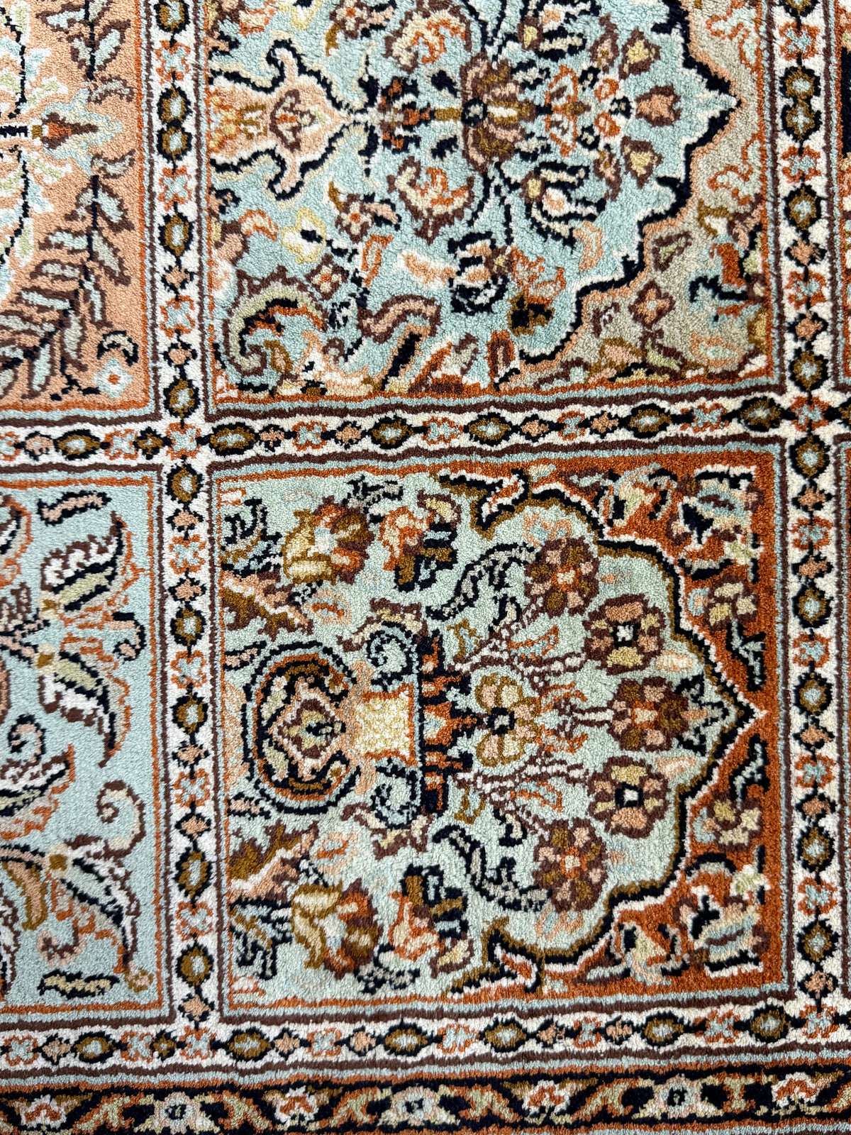 Pure Silk Kashmir Garden Panel Runner Rug 239x78 cm | Rug# 32164
