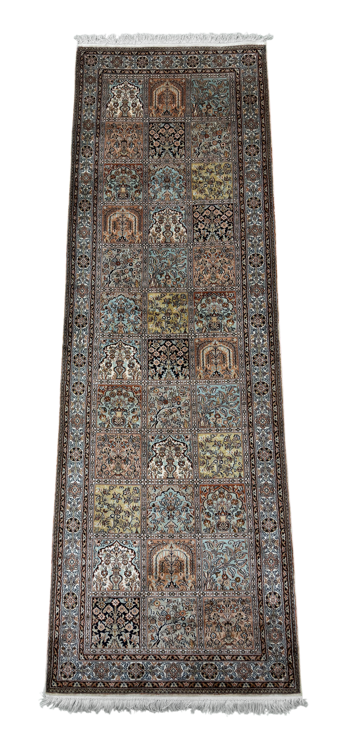 Pure Silk Kashmir Garden Panel Runner Rug 239x78 cm | Rug# 32164