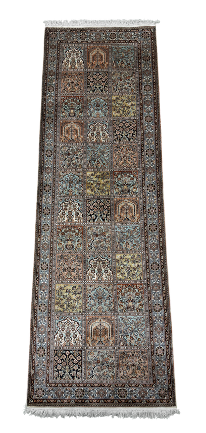 Pure Silk Kashmir Garden Panel Runner Rug 239x78 cm | Rug# 32164