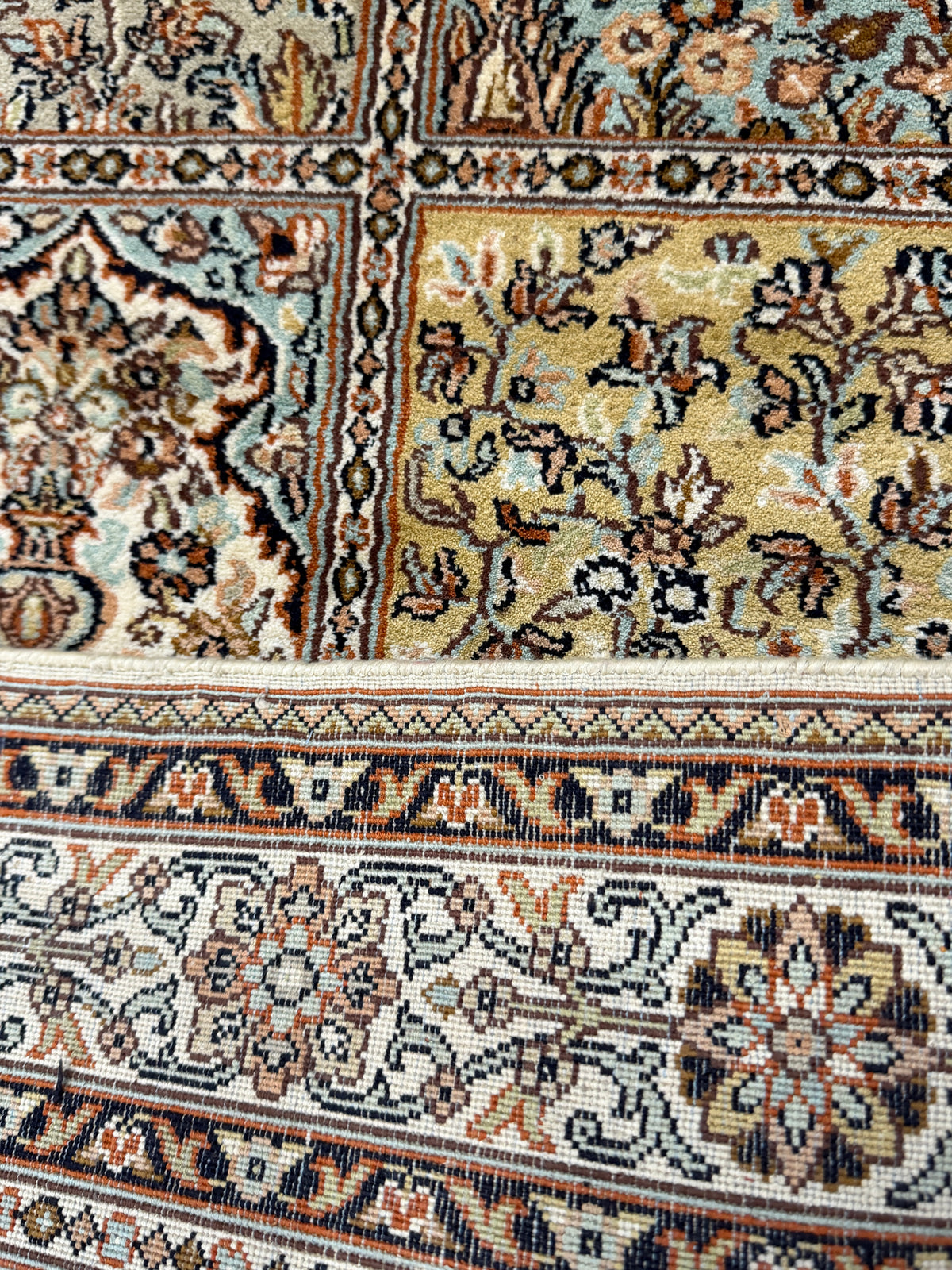 Pure Silk Kashmir Garden Panel Runner Rug 239x78 cm | Rug# 32164