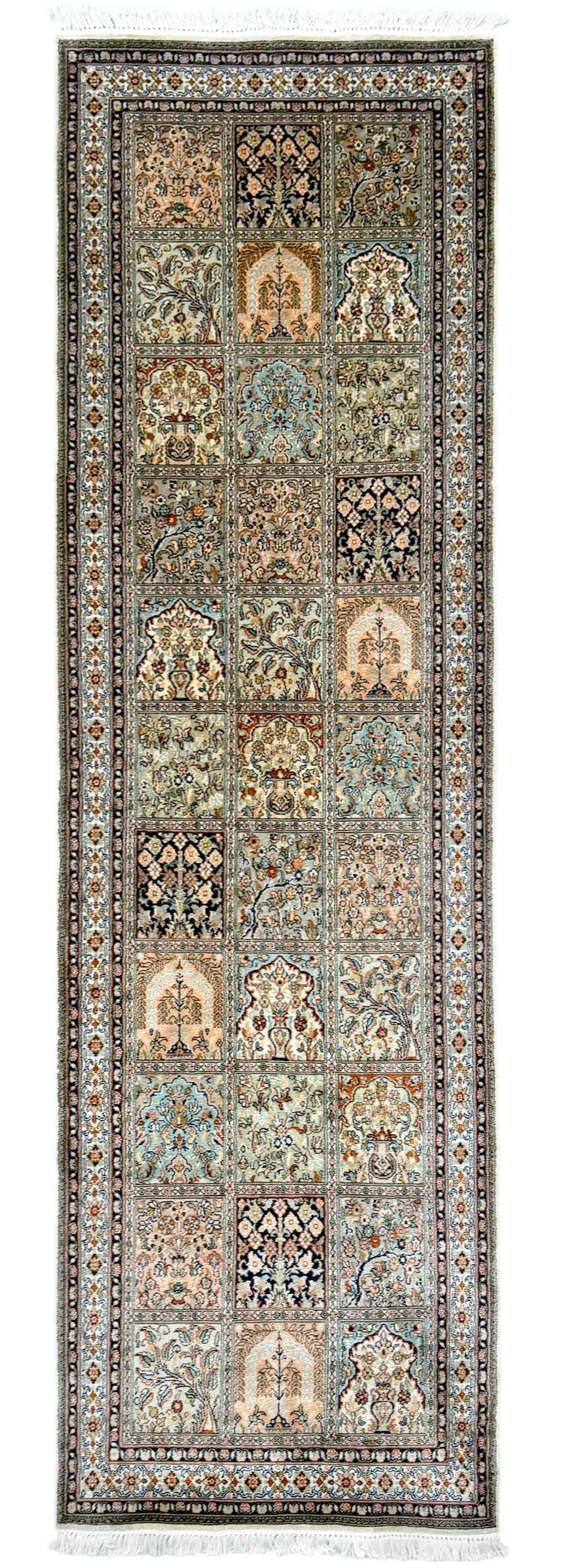 Pure Silk Kashmir Garden Panel Runner Rug 239x77 cm | Rug# 32165