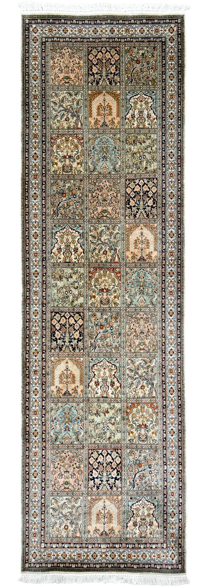 Pure Silk Kashmir Garden Panel Runner Rug 239x77 cm | Rug# 32165