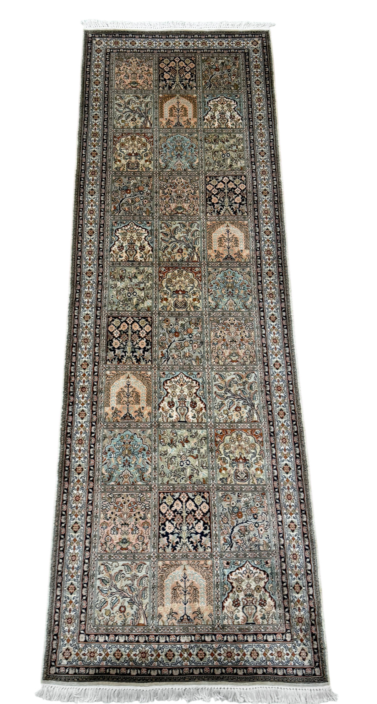 Pure Silk Kashmir Garden Panel Runner Rug 239x77 cm | Rug# 32165