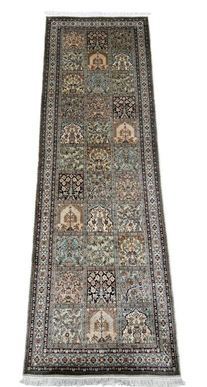 Pure Silk Kashmir Garden Panel Runner Rug 239x77 cm | Rug# 32165