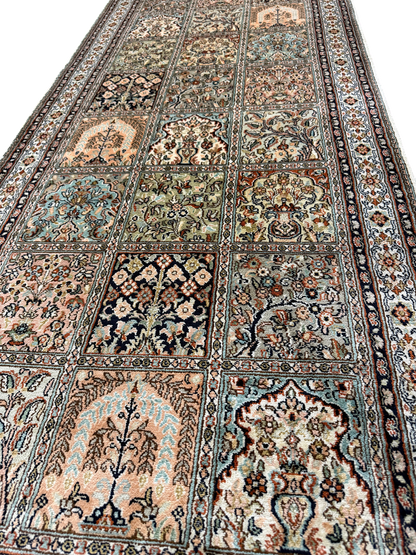 Pure Silk Kashmir Garden Panel Runner Rug 239x77 cm | Rug# 32165
