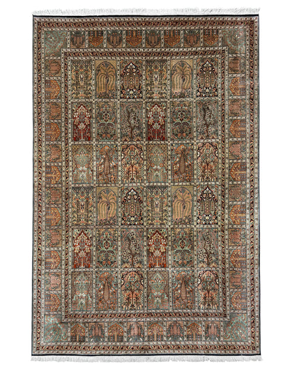 Kashmir Pure Silk Safavid Garden Rug 313x210 cm | Rug# 32166