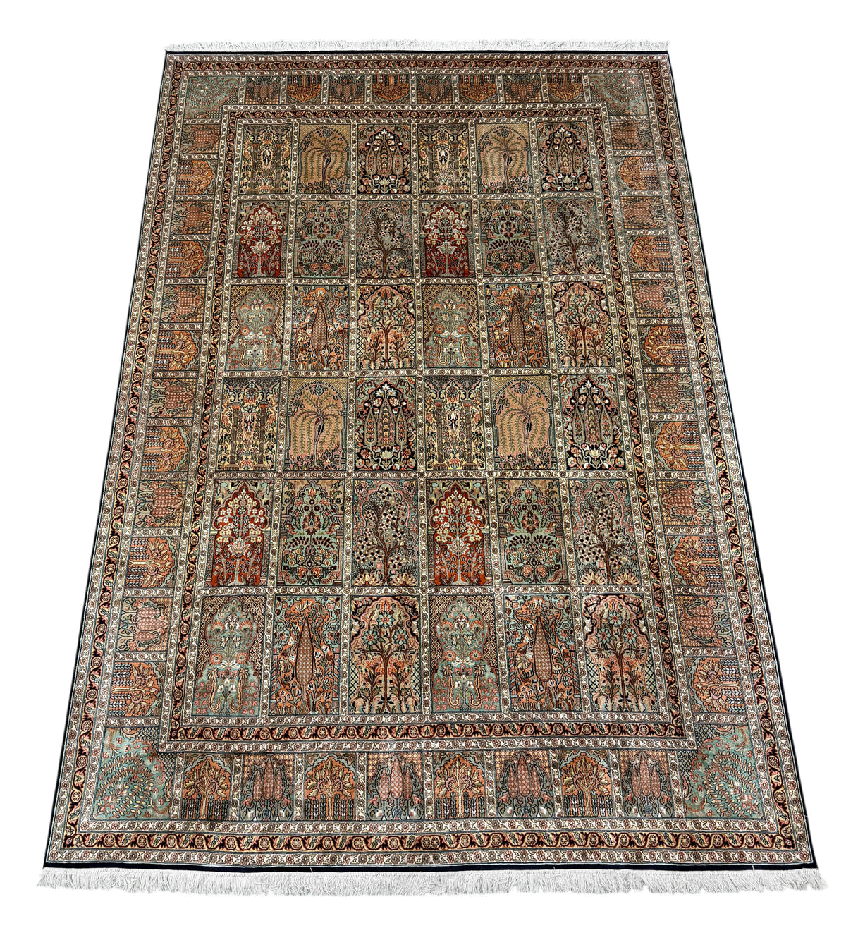 Kashmir Pure Silk Safavid Garden Rug 313x210 cm | Rug# 32166